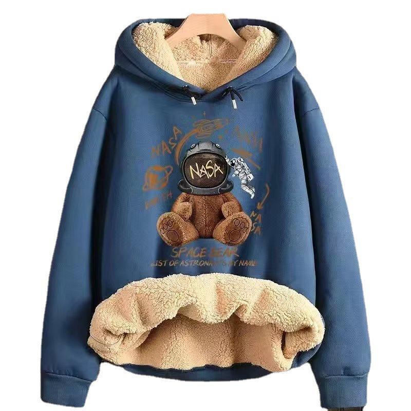 Мужская и женская утолщенная толстовка из овчины — модный нишевый дизайн для осени и зимы 2023 года