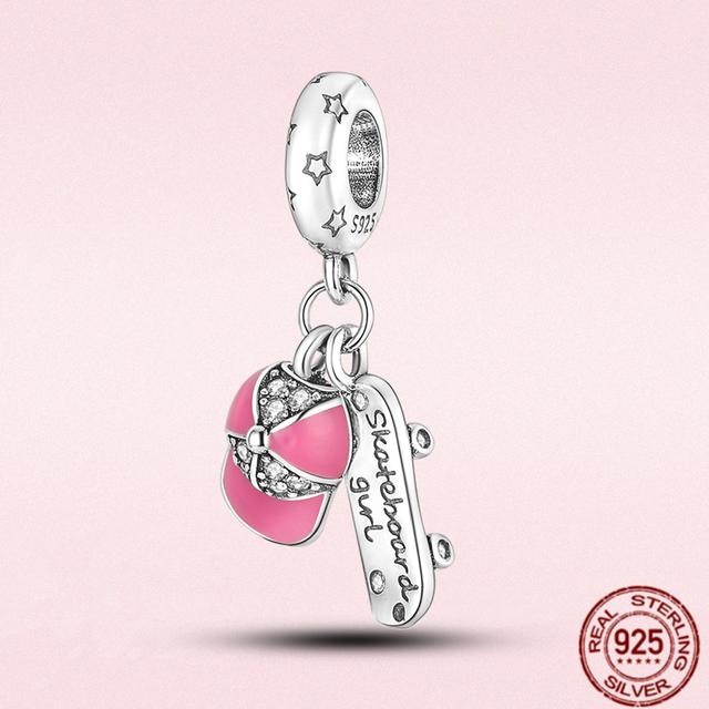 2023 New Pink Flowers Unicorn Flower Heart Mama Forever Love Beads Fit Original Fasion Glamour 925 Silver Bracelet Jewelry