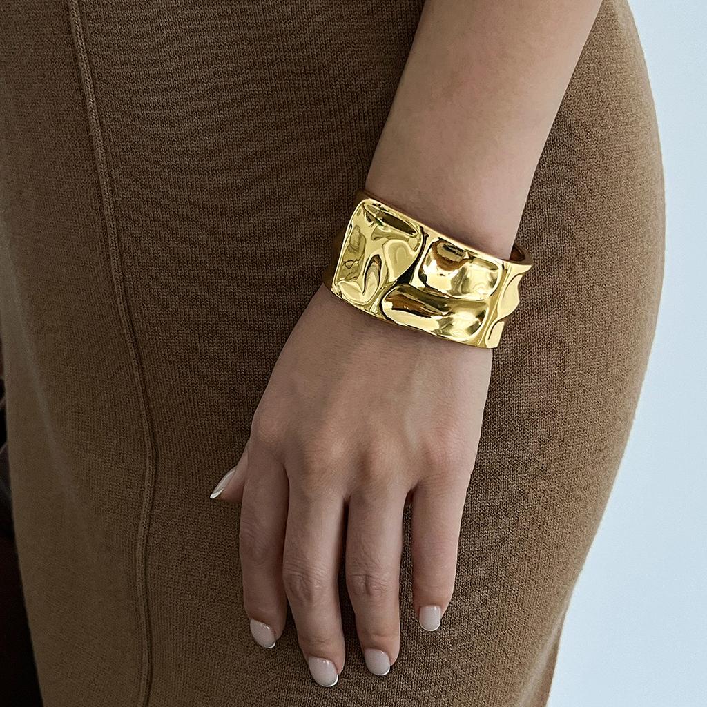 DIEZI Exaggerated Gold Silver Color Cuff Bangles Necklace Rings for Women Men Punk Geometric Bracelet Party New Jewelry Sets