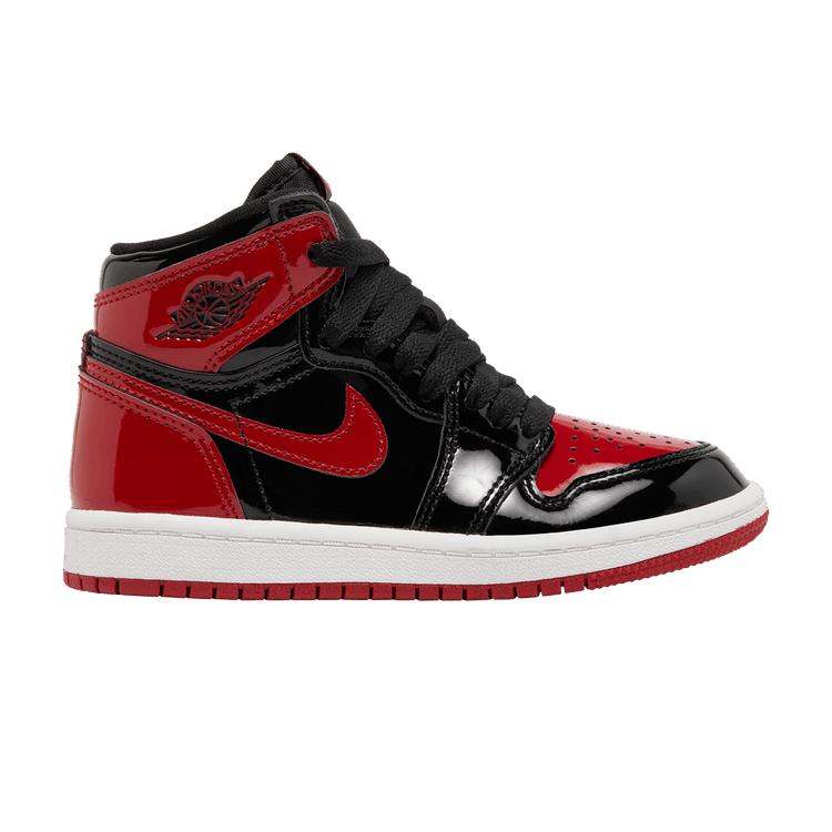 Детские кроссовки Nike Jordan 1 Retro High OG Patent Bred (PS) Черный/Белый-Университетский Красный