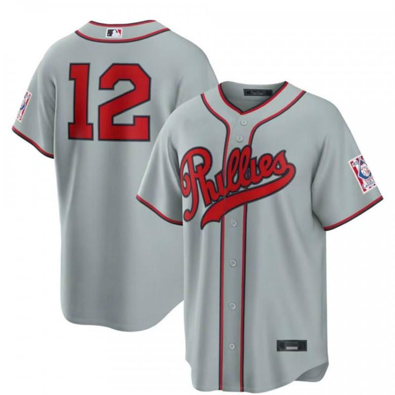 Philadelphia Phillies Baseball Jersey Mens Embroidered V-Neck Sportswear Loose Fit Nylon Athletic Top Fan Wear