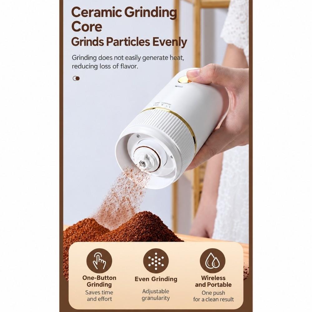 Ceramic Burr Mini Coffee Grinder USB Rechargeable Coffee Bean Grinder Hand Pour Coffee
