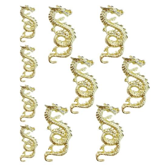10Pcs Nail Art Rhinestones Chinese Zodiac Dragon Shiny Alloy 3D Metal Dragon Nail Accessories Women Supply