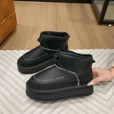 Модные зимние повседневные женские зимние сапоги с круглым носком 2024 года, горячая распродажа, женские теплые плюшевые сапоги на толстой подошве со средним каблуком, водонепроницаемые теплые зимние сапоги