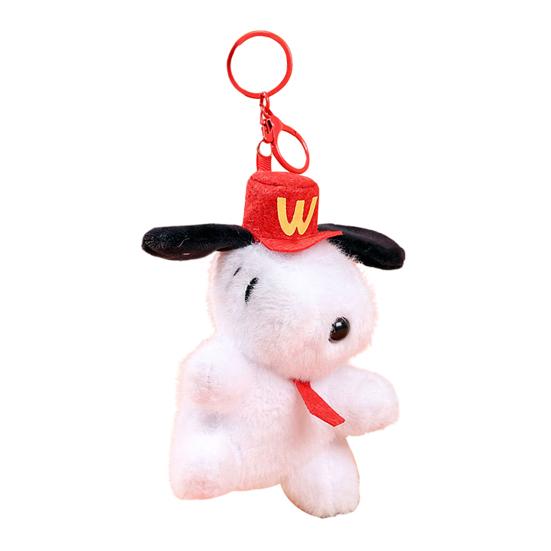 Брелок-подвеска в виде щенка для рюкзака, милая мультяшная одежда, красная шапка, плюшевый щенок, украшение, мягкая игрушка, подвеска для зеркала заднего вида автомобиля, украшения, подарки