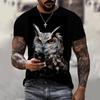 Fashion Casual 3D Printing Men'S Summer New Owl Animal Oversized T-Shirt Vintage Top O Collar T-Shirt