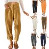 Fashion Women's High Waist Casual Pants Solid Colour Corduroy Loose Straight Trousers Female