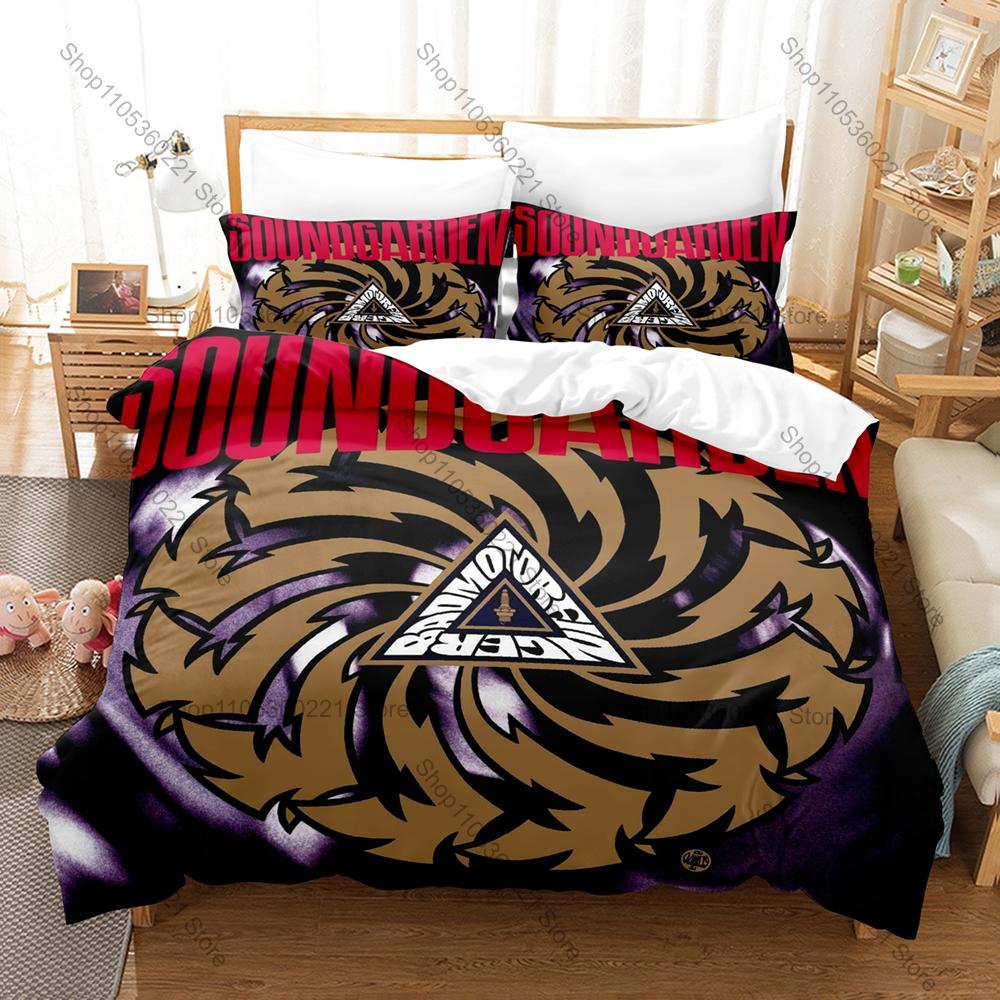 Rock Band Soundgarden Bedding Set, Duvet Cover & 2 Pillowcases, Classic Band Pattern Breathable Fabric All Season Use