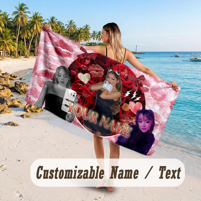 Custom Name Large Beach Towel,Ayliva Quick Absorbent Towel For Outdoor Travel Poolside