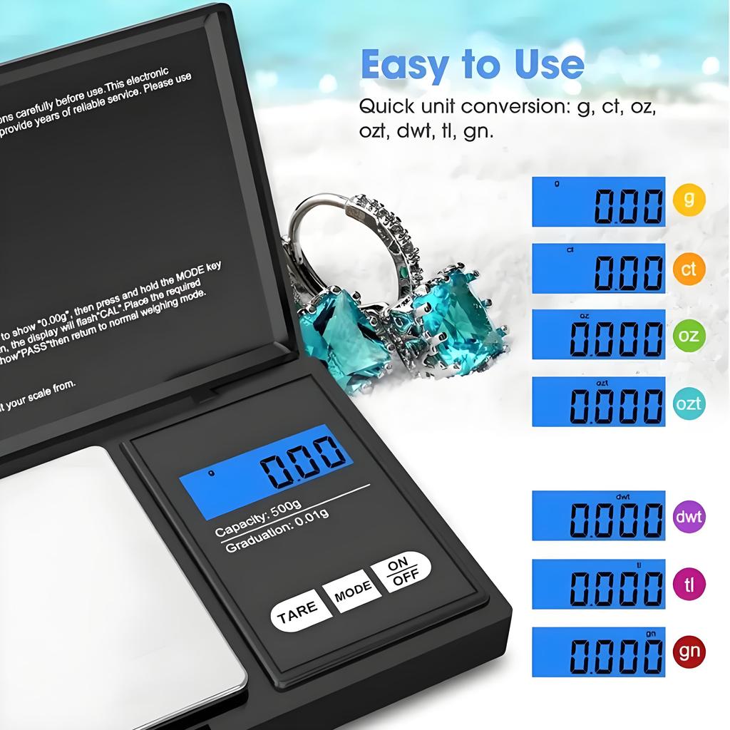 Мини-весы для ювелирных изделий, высокоточные электронные весы, вес из нержавеющей стали, грамм, ЖК-дисплей, синяя подсветка, портативные карманные весы, золотой пищевой баланс
