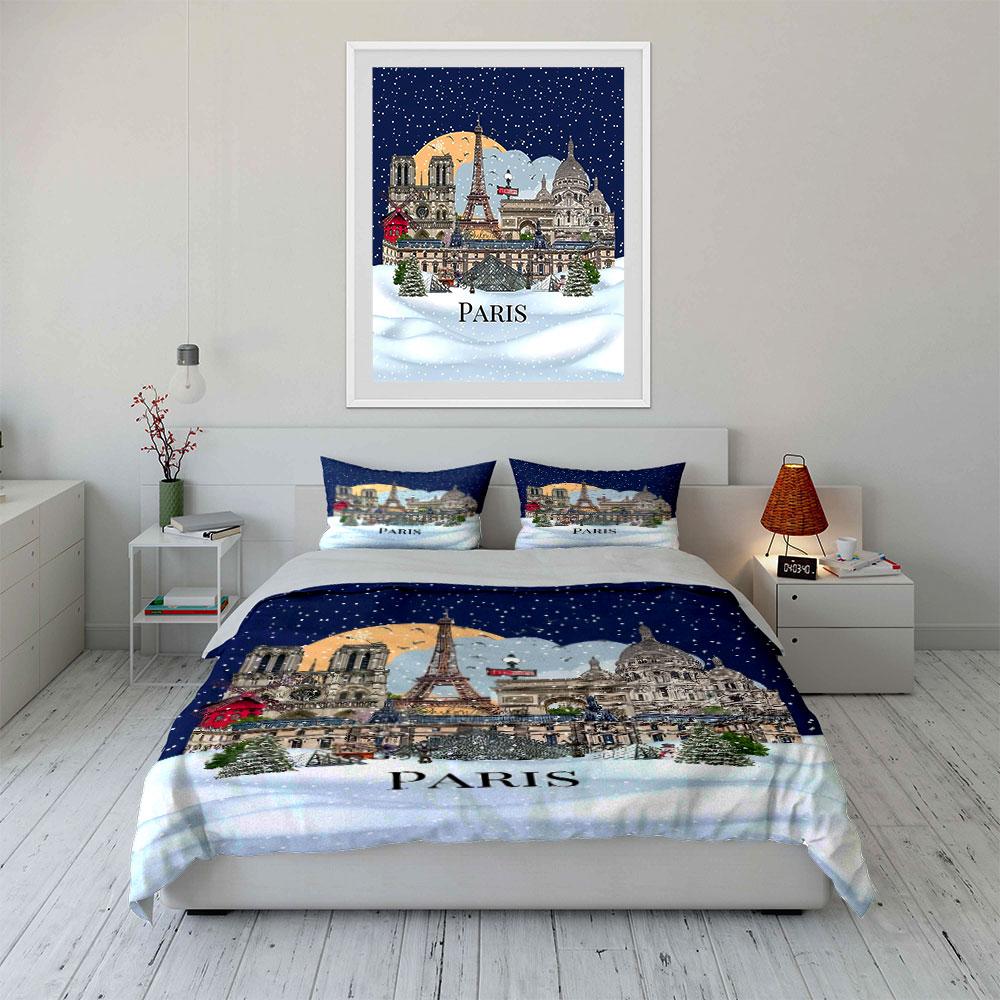 "Paris Landmark Bedding Set" Bedding Duvet Cover Set Duvet Cover Pillowcases (1 * Duvet Cover 2 * Pillowcases, without duvet insert)