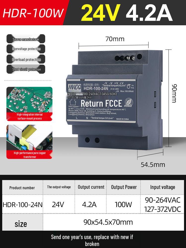 HDR-30 DIN Rail 24V Switched-mode Power Supply, DR-60-12 DC Transformer 220V to 5V, 30/100/15W.