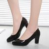 Fashion 7CM Professional Shallow Mouth Single Shoes Female with Round Head Slip Black Thick High Heel Ol Work Female Shoes Ert567
