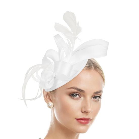 Обруч для волос, шляпа-вуалировщик с заколкой для волос, резинка, искусственные перья, декоративная лента, атласная ткань, женская повязка на голову, аксессуары для вечеринок