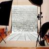 5x7ft Grey Brick Wall Wooden Floor Photography Background Photo Backdrop Studio