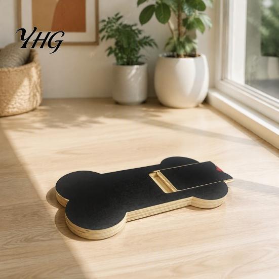 Dog Scratching Deck Scratch Board with Treat Box, Wooden Nail File Board, Bone Stress Free Claw Care Shaped Pad, Grinder Alternative for Large