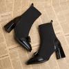 Fashion 2024 New Women's Fashion Ankle Boots Elegant Round Head High Heel Socks Single Boots Autumn Winter Short Plush Warm Shoes Women