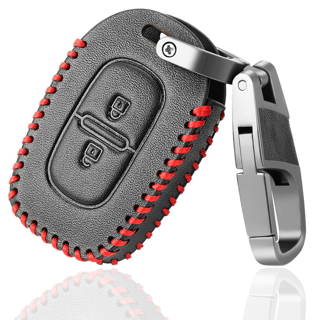 PU Leather 2 Button Car Remote Key Fob Chain Cover Case For Renault Kwid Symbol Trafic Dacia Sandero Logan Duster 2016 2017 2018