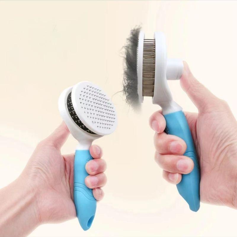 Pet Dog Brush Cat Comb Self Cleaning Care Cat Brush Stainless Steel Comb Cat Grooming Tools Pets Dematting Comb Dogs Accessories