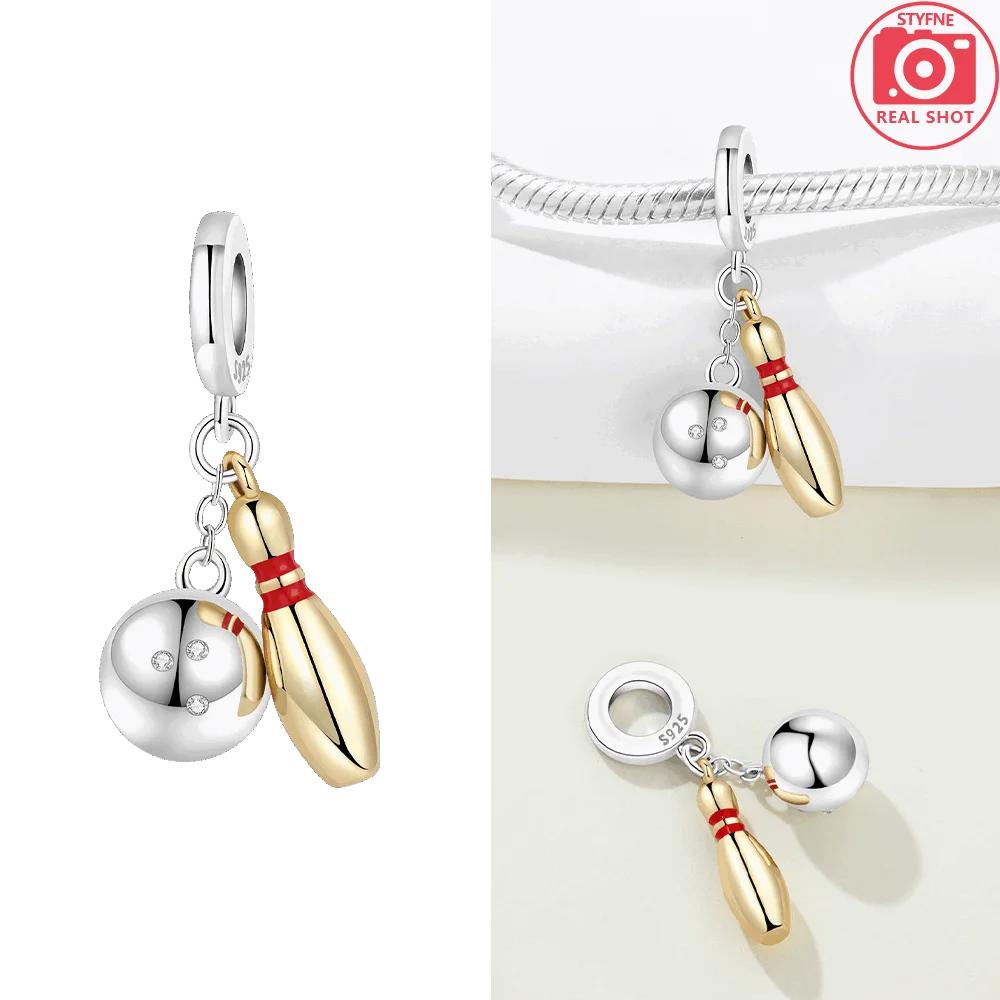 Bowling Ball Original Copper Pendant Globe Table Tennis Travel Airplane Pendant Beads Fit Bracelet Women Jewelry Making Gift