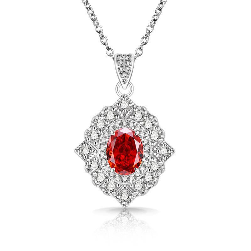 2026 Colored Treasure Ice Flower Cut Pigeon Egg Necklace Fashionable Luxury Inlaid High Carbon Diamond Electroplated Real Gold Pendant