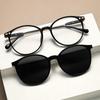 Oval Frame 6 In 1 Frame Women Myopia Sunglasses Fashion Magnetic Clip On Glasses Prescription Eyeglas