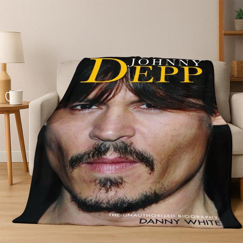 Handsome Johnny Depp Star Flannel Blanket Soft Warm Blanket Throw Blanket for Bedroom Living Room Bed Travel Picnic Gift kid