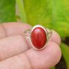 Red Coral Oval Gemstone Ring, Solid 925 Sterling Silver Ring, Designer Ring, Women Ring, Special Gift
