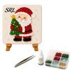 Beginner Friendly Crafts Christmas Mosaic Art Kit, DIY Sea Glass Santa Craft Reindeer Artwork Kit for Home Decor, Handmade Gift Family Activity