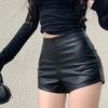 Pu Leather Bag Hip Shorts Women's Autumn And Winter Slim High Waist Slim Sexy Hot Girl Black Outer Boots Pants Straight Leather Pants