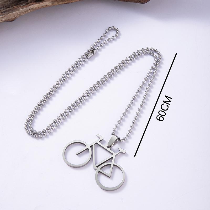 Hip Hop Men Bicycle Pendant Necklace Fashion  Plated Stainless Steel Necklace Jewelry Accessories
