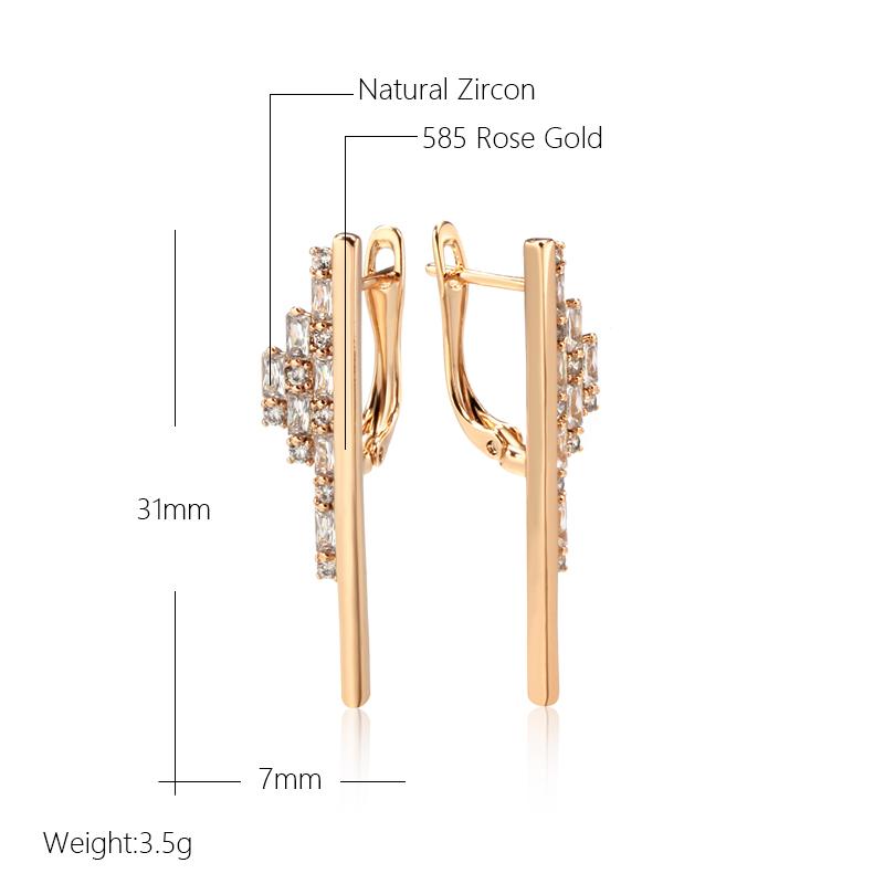 Luxury  Rose Gold Color Unique Long Dangle Earrings For Women Fashion Natural Zircon Party Fine Party Daily Jewelry