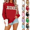 Women's Fashion Casual Long-sleeved Loose Valentine's Day Printed Round Neck Pullover Hoodie Sweatshirt