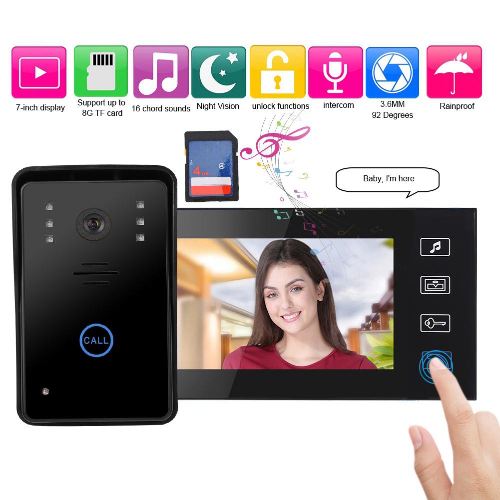 7in TFT Video Photo Camera Doorbell Home Security Intercom Access System