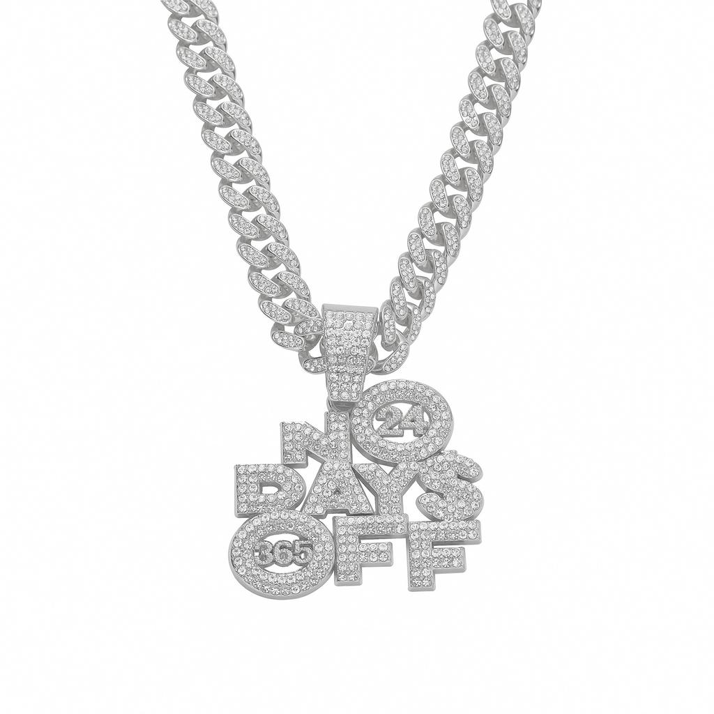 European and American Style Splendid Diamond Letter Pendant Necklace Ornament Trendy Men's Cuban Link Chain Clavicle Chain Accessories