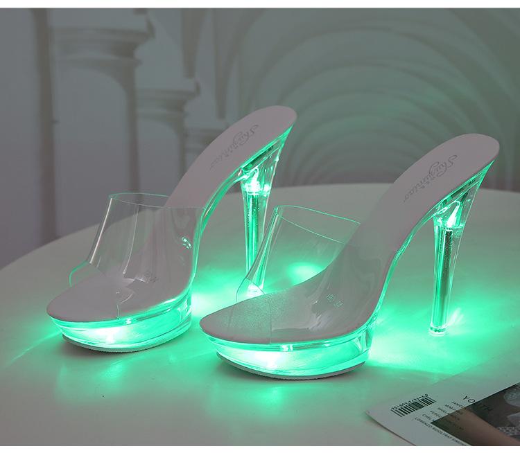 HOKSVZY 190 Series, туфли на каблуке 14,5 см, платформе 4,5 см со светодиодной подсветкой, обувь для выступлений в ночном клубе, лето 2020, пикантные туфли на прозрачном каблуке с кристаллами LFD
