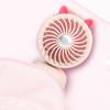 Desktop Small Fan Cartoon Animal Ear Shape USB Powered Bedroom Desk Fan Adjustable Wind Speeds Anti-Slip Base Fan