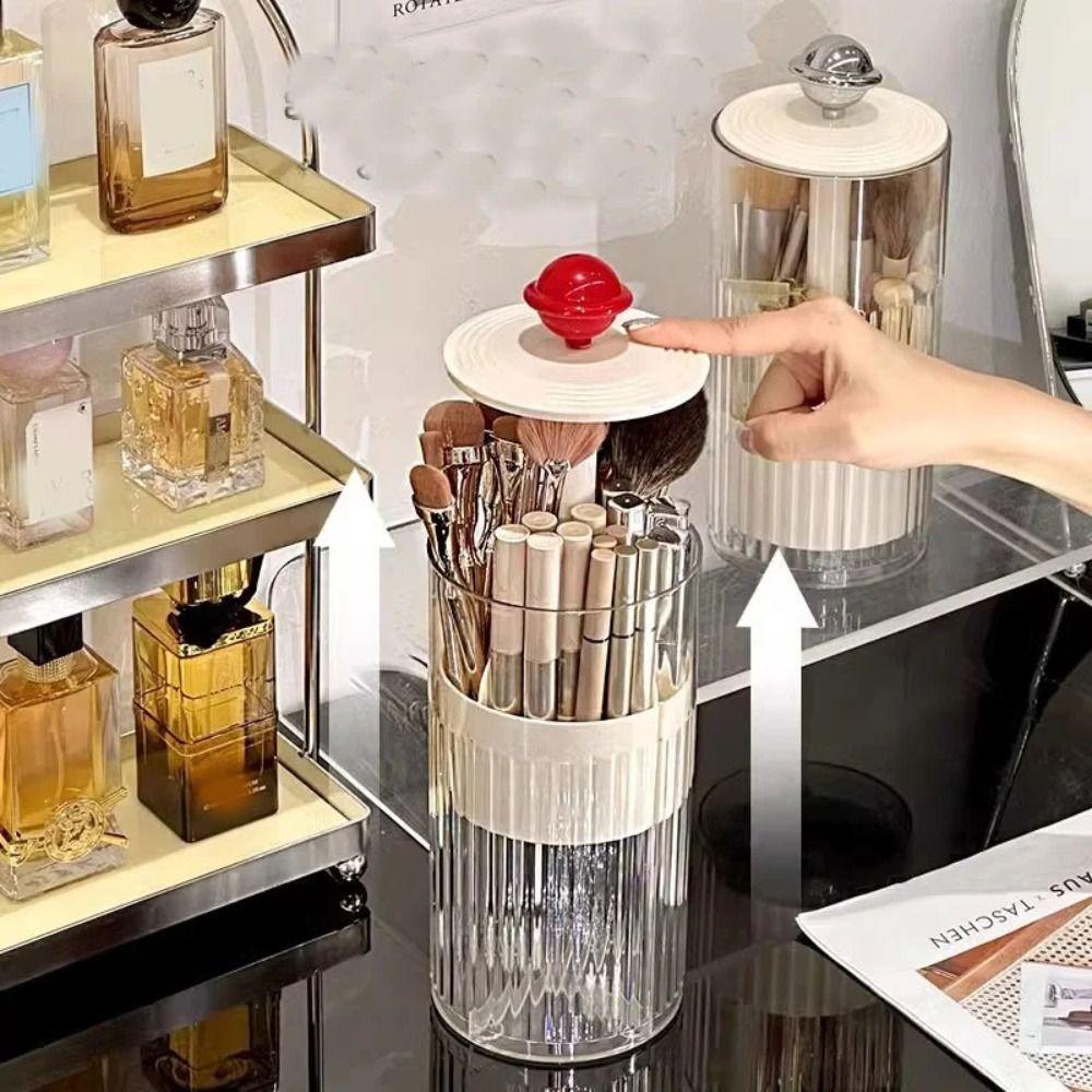 with Lid Automatic Lifting Makeup Brushes Holder Plastic Cosmetic Brushes Storage Box  Home