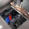 Area Rug, BMW M Cars Motorcycles Collage M Logo Black Cars Bikes Print, Man Cave Decor, Non-Slip Mat
