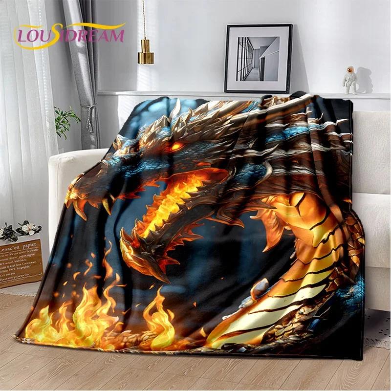 Chinese Style Dreamy Dragon Cartoon Blanket,Soft Throw Blanket for Home Bedroom Bed Sofa Picnic Travel Office Cover Child Gift