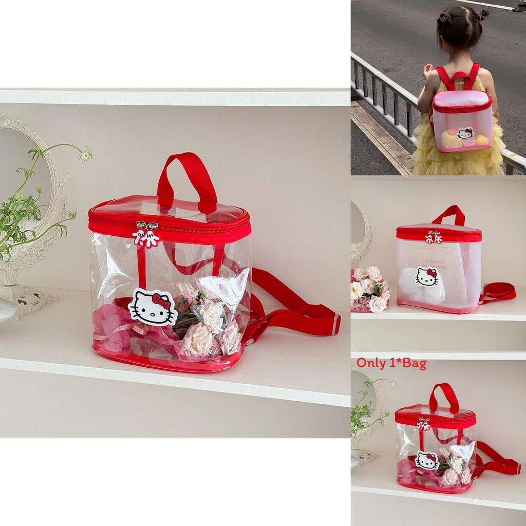 Прозрачный детский рюкзак с рисунком кошки Hello Kitty, из дышащего полиуретана, для детей детского сада