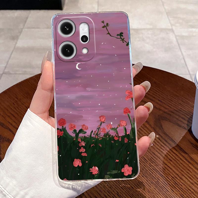 Чехол для Oppo Reno14 / Reno 14F / Reno 14 Pro Прозрачный Силиконовый Желе Мягкий ТПУ Задняя Крышка Милый Кролик Кошка Динозавр Чехол для Телефона
