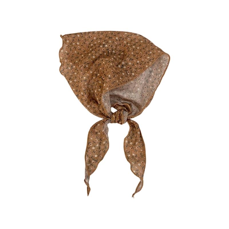 Stylish Flower Pattern Triangular Scarf Breathable Bandana Head Scarf for Women Vacation Wear Photography Accessories