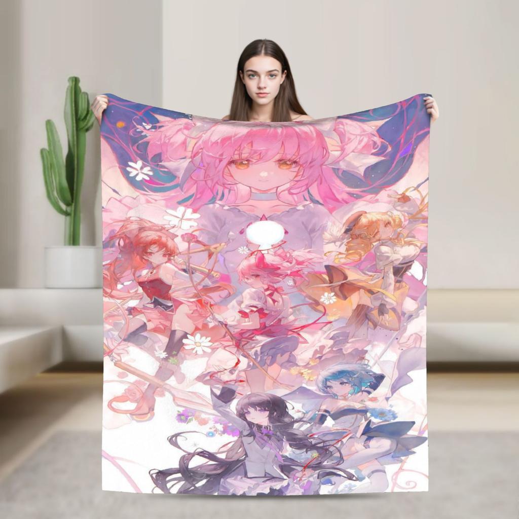 Puella Magi Madoka Magica Пледы Милая Девочка Мадока Канаме Шерстяные Новинка Теплые Пледы для Покрывала Зима