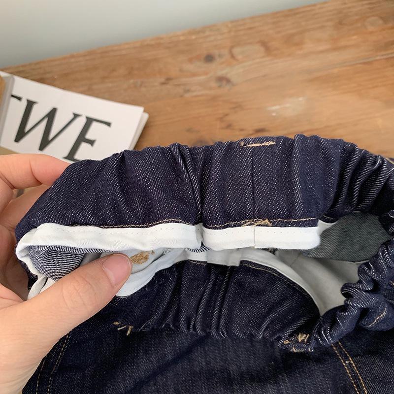 Стильные джинсы Tong Chenchen весна-лето 2024: Универсальные свободные детские брюки в гонконгском стиле