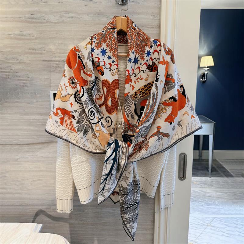 NINA SOLOR Silk Wool Blend Square Scarf