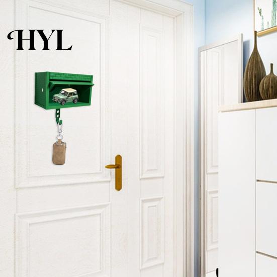 No Drill Installation Key Hook Car Garage Holder with Opening Door Adhesive Home Decor Clip Wall-Mounted Organizer Dual-purpose Decorative for Office