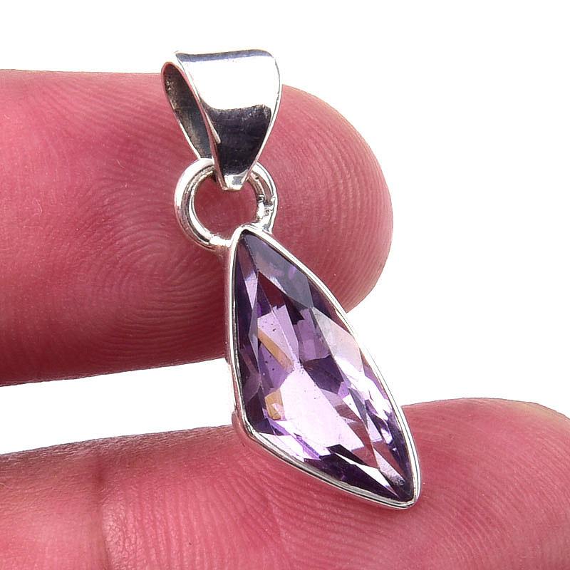 Натуральный розовый аметист 925 пробы стерлинговое серебро подарок ювелирное изделие кулон 1'' i2J10