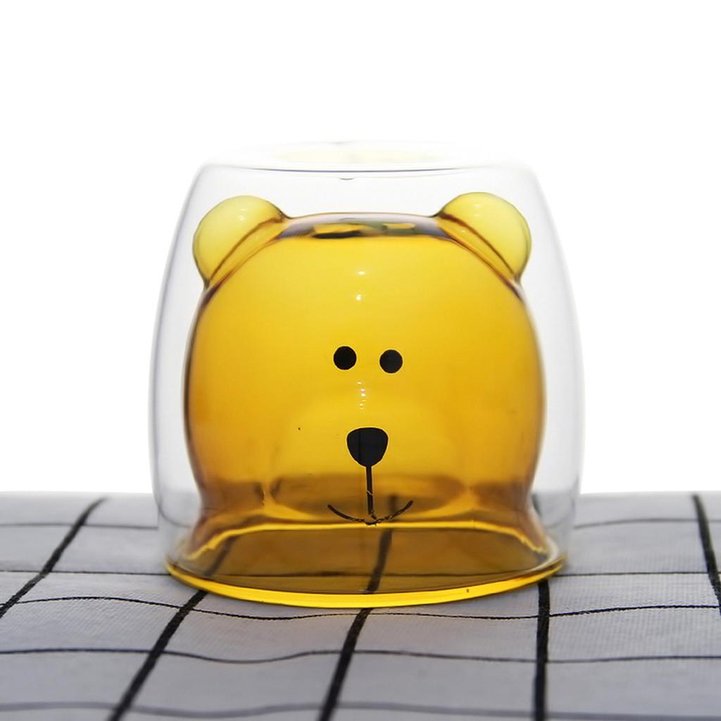 Prevent Scald Cartoon  Double Glass Milk Coffee Cup With Round Mouth