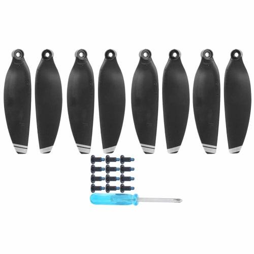 Lightweight Wing Blade Propellers, Drone Spare Accessories for Mavic Mini, 12 Screws, 8 Blades, Black with Silver Edges for Aircraft Use